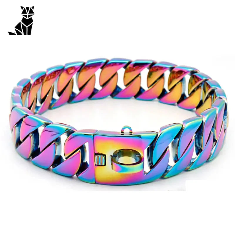 Bracelet chaîne aux couleurs arc-en-ciel avec fermoir argenté - Majestic Collar for Dogs