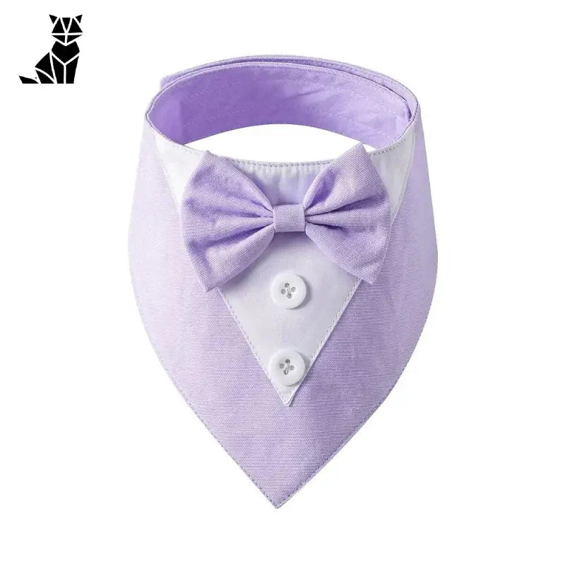 Bandana pour chien violet avec collier blanc et noeud papillon violet - Confortable et Elégant Noeud Papillon