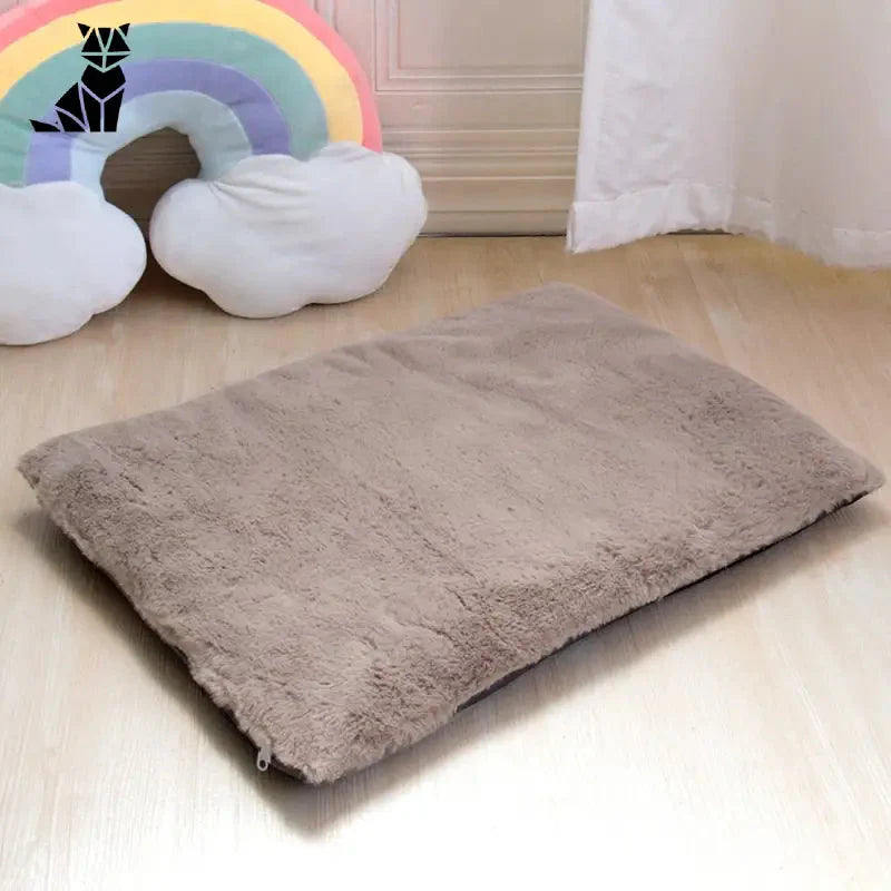 Lit pour chien : Tapis de couchage chaud en polymère optique avec oreiller arc-en-ciel pour un confort optimal